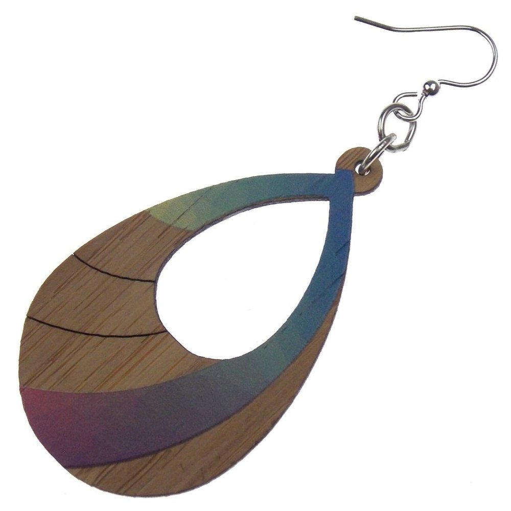 Teardrop Earrings Green Tree Jewelry Sustainable Eco Friendly Made USA Colorful